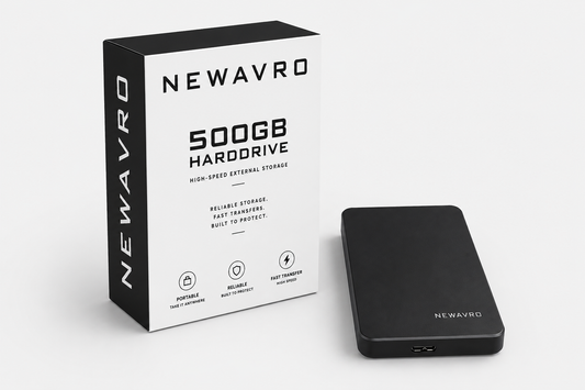 NEWAVRO 500GB External Hard Drive - Portable USB Storage Drive - Black