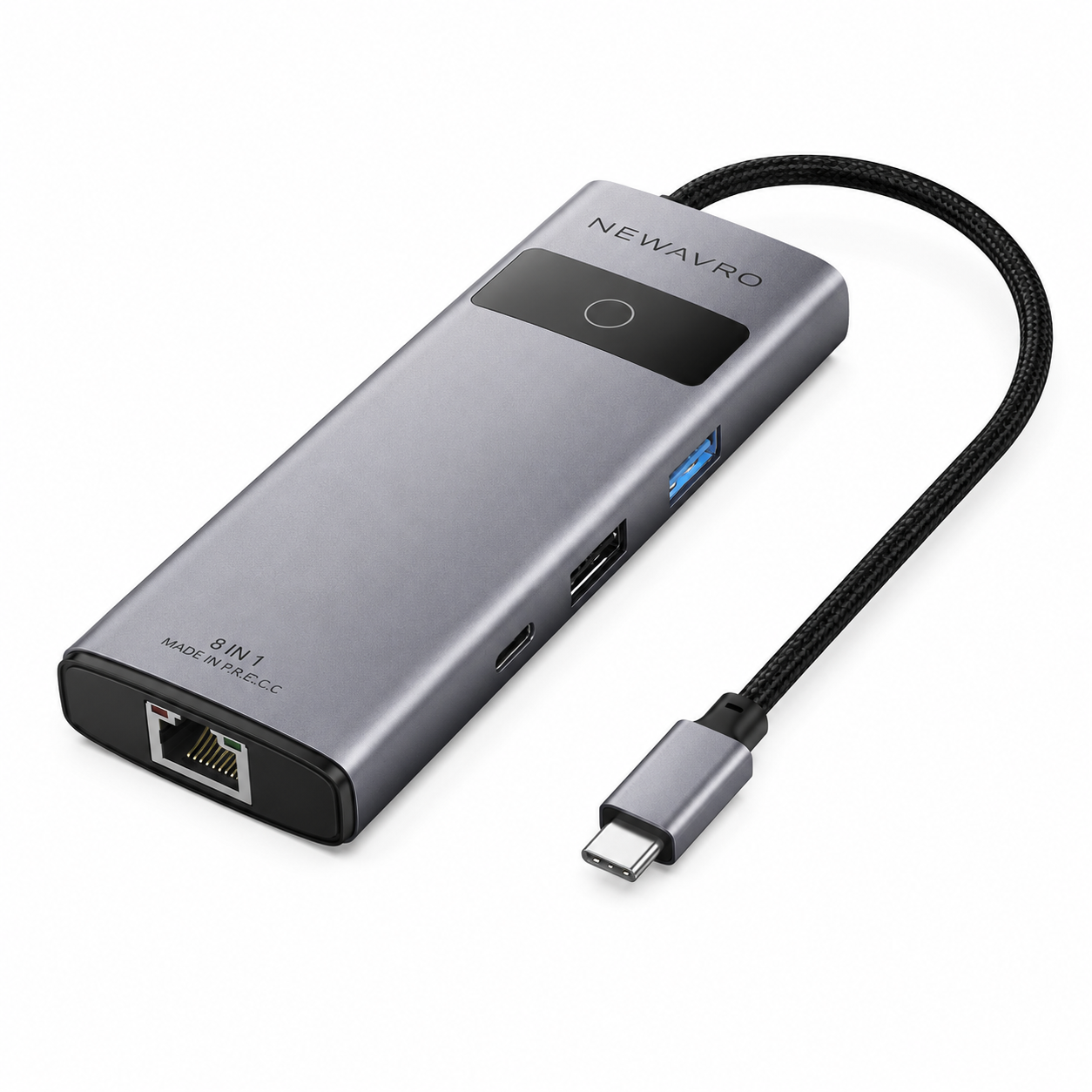 NEWAVRO 8-in-1 USB-C Hub Docking Station - Multiport Type-C Adapter w/ HDMI