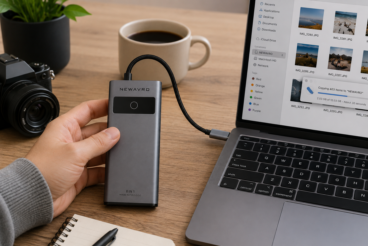 NEWAVRO 8-in-1 USB-C Hub Docking Station - Multiport Type-C Adapter w/ HDMI