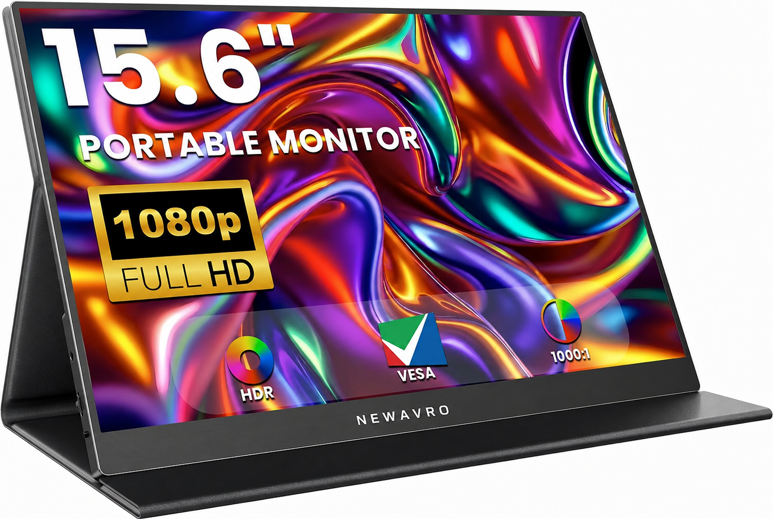 Newavro 15.6" Portable Monitor - 1080P Full HD USB-C HDMI External Display