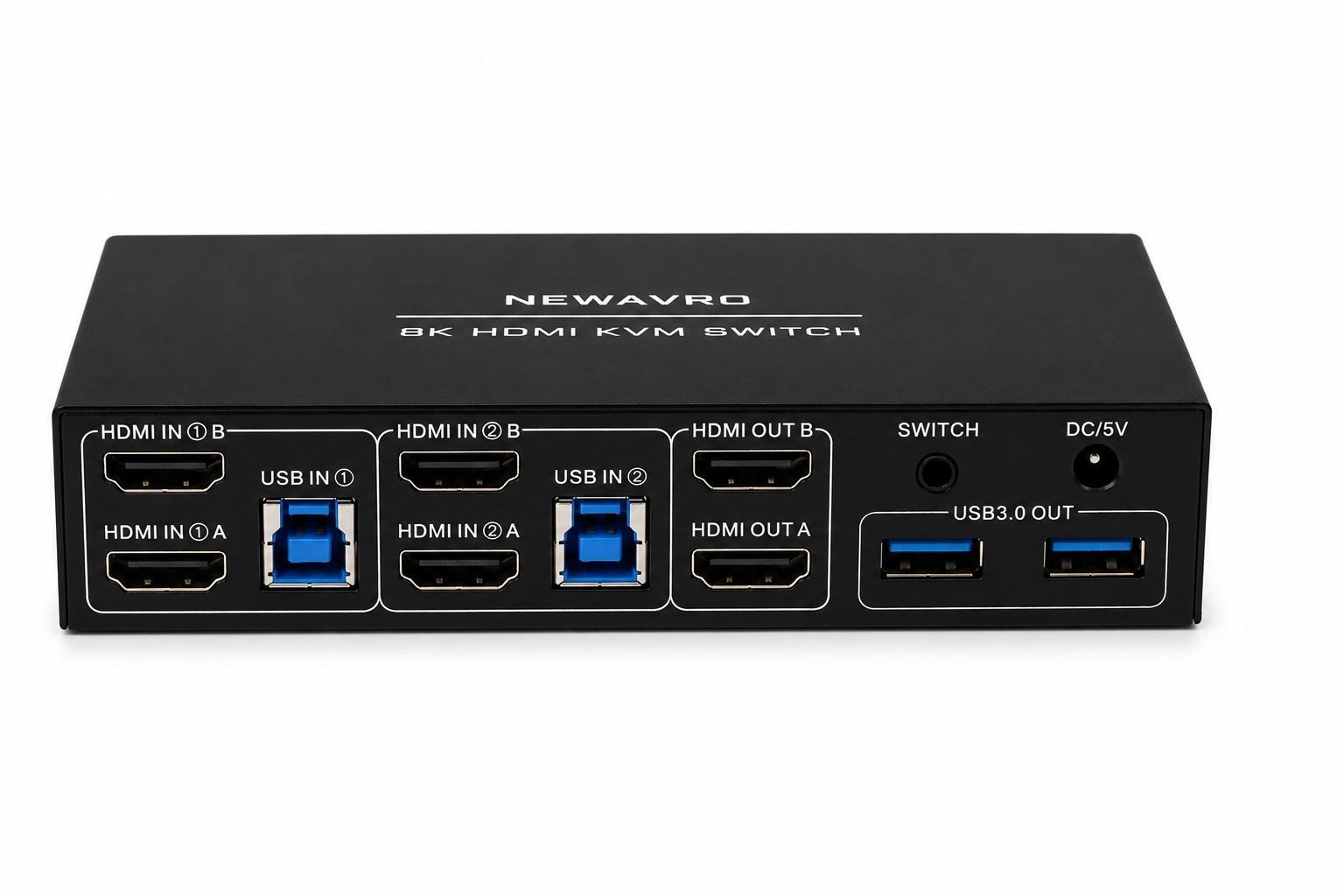 Newavro 8K HDMI KVM Switch 2 Port - Dual HDMI USB 3.0 Switcher