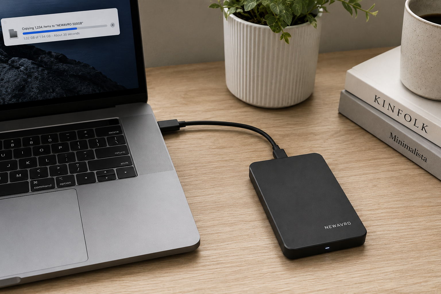 NEWAVRO 500GB External Hard Drive - Portable USB Storage Drive - Black
